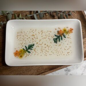 Handmade Floral Trinket Tray with Gold Accents